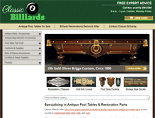 Tablet Screenshot of classicbilliards.net